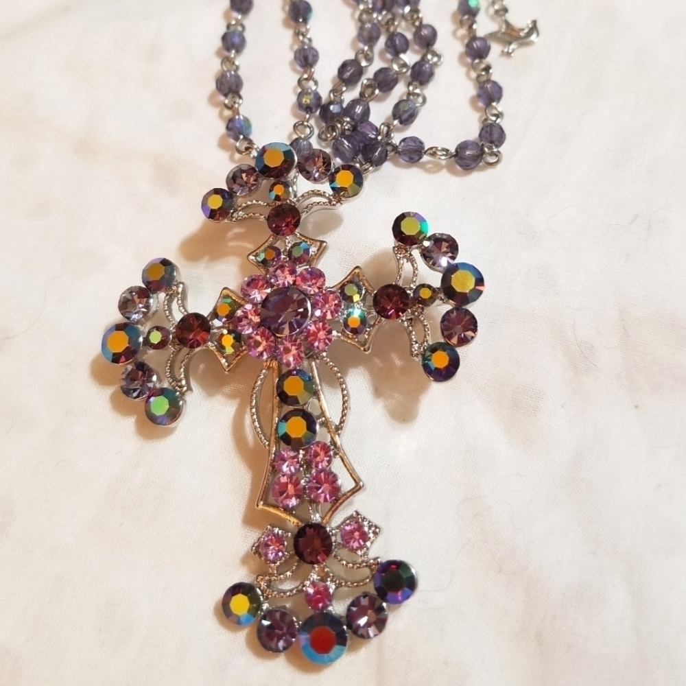 RETIRED Kirk's Folly Crystal Cross Necklace - Picture 3 of 7